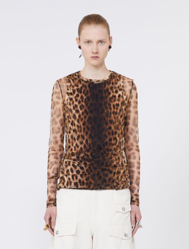 Animal-print bi-material top - BEIGE SHADED - Sportmax - 2