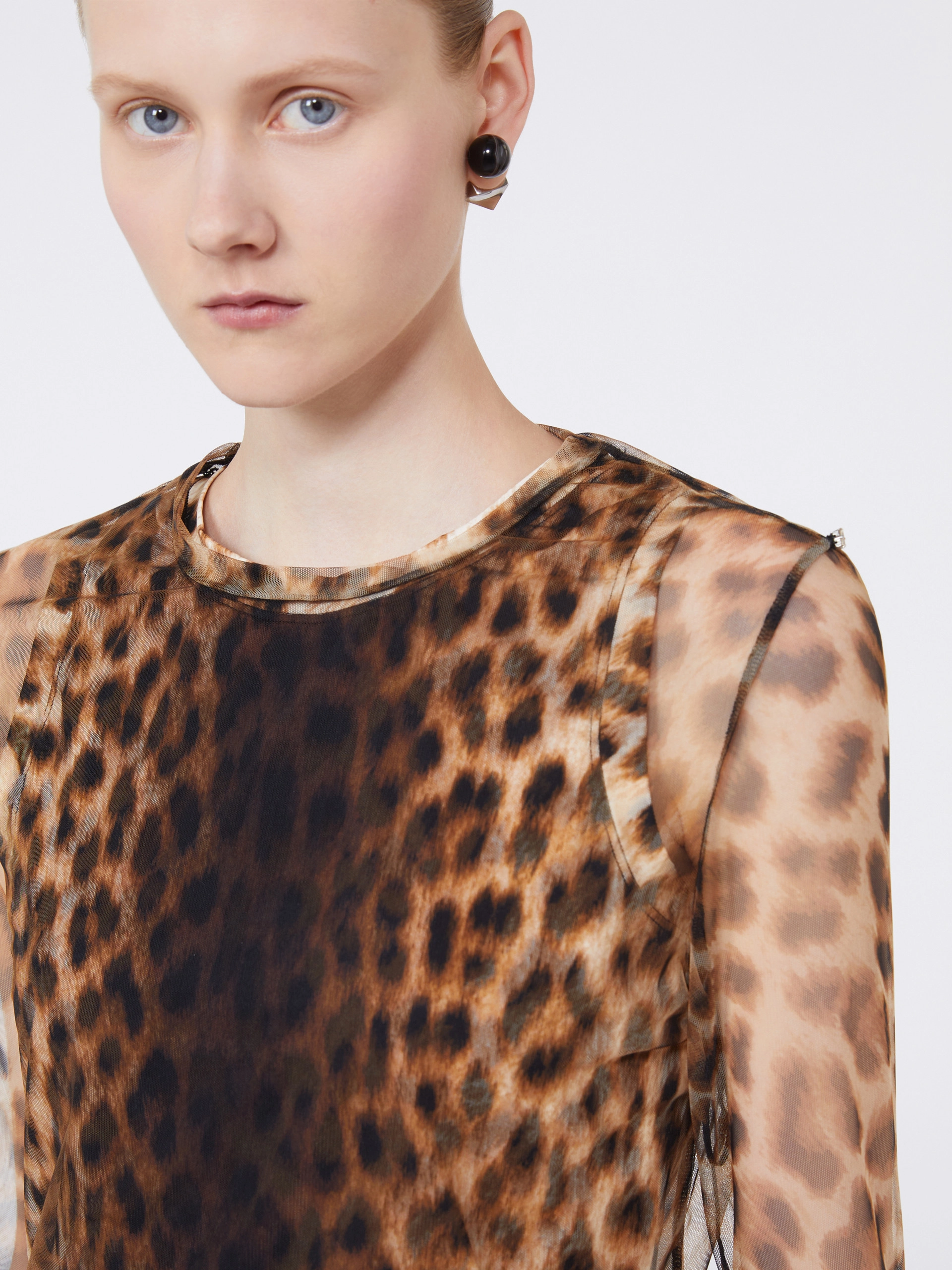 Animal-print bi-material top - BEIGE SHADED - Sportmax - 5