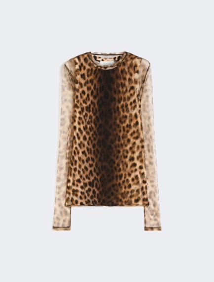 Animal-print bi-material top - BEIGE SHADED - Sportmax