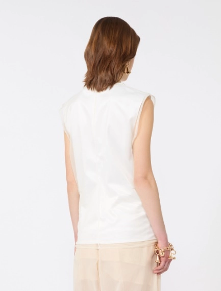 Sleeveless double-layer satin and tulle top - WHITE - Sportmax - 3