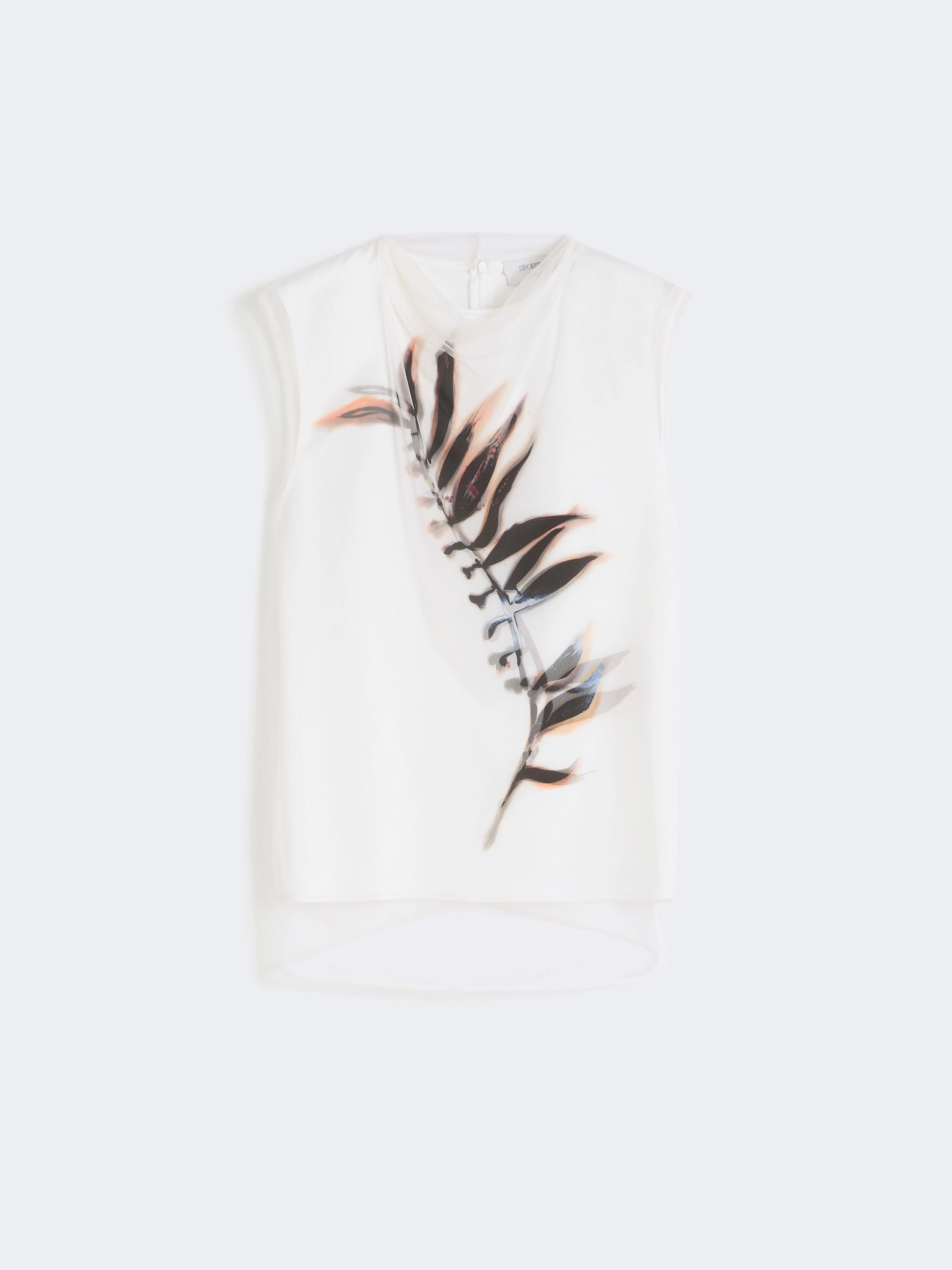 Sleeveless double-layer satin and tulle top - WHITE - Sportmax - 5