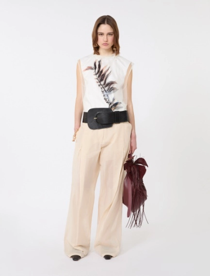 Sleeveless double-layer satin and tulle top - WHITE - Sportmax