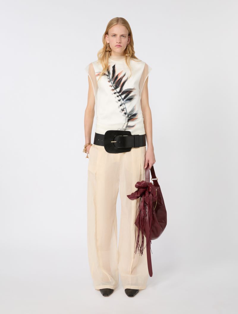 Sleeveless double-layer satin and tulle top - WHITE - Sportmax