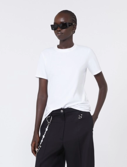 Cotton T-shirt - WHITE - Sportmax