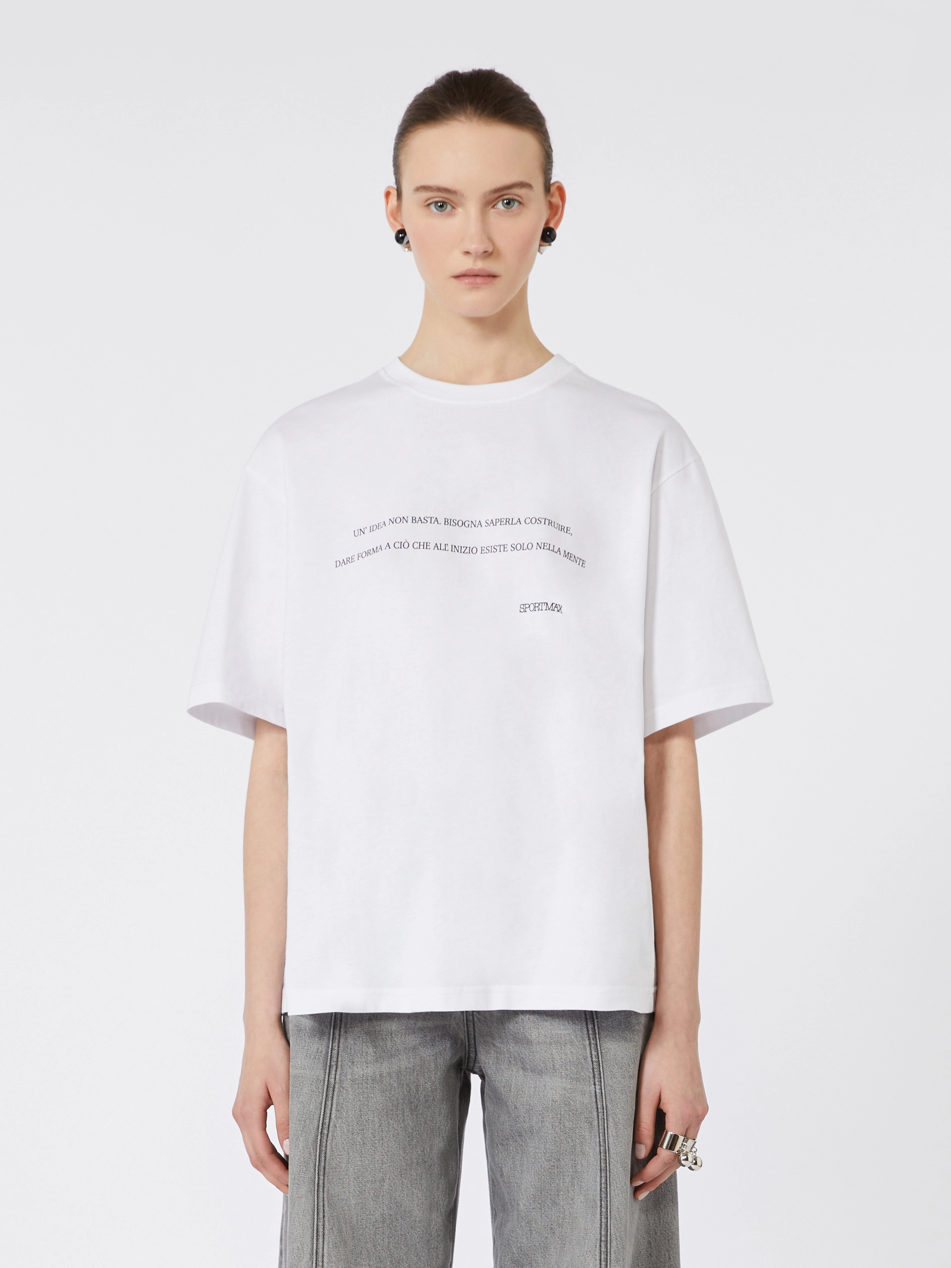 Printed cotton T-shirt - OPTICAL WHITE - Sportmax - 2