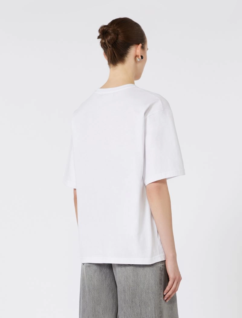 Printed cotton T-shirt - OPTICAL WHITE - Sportmax - 3