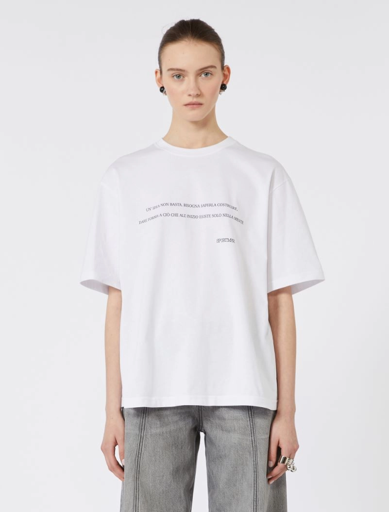 Printed cotton T-shirt - OPTICAL WHITE - Sportmax - 4