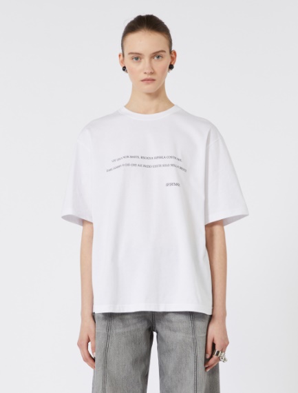 Printed cotton T-shirt - OPTICAL WHITE - Sportmax