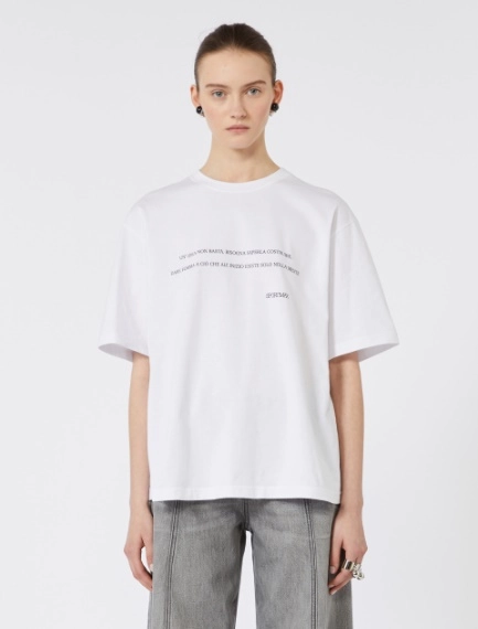 Printed cotton T-shirt - OPTICAL WHITE - Sportmax
