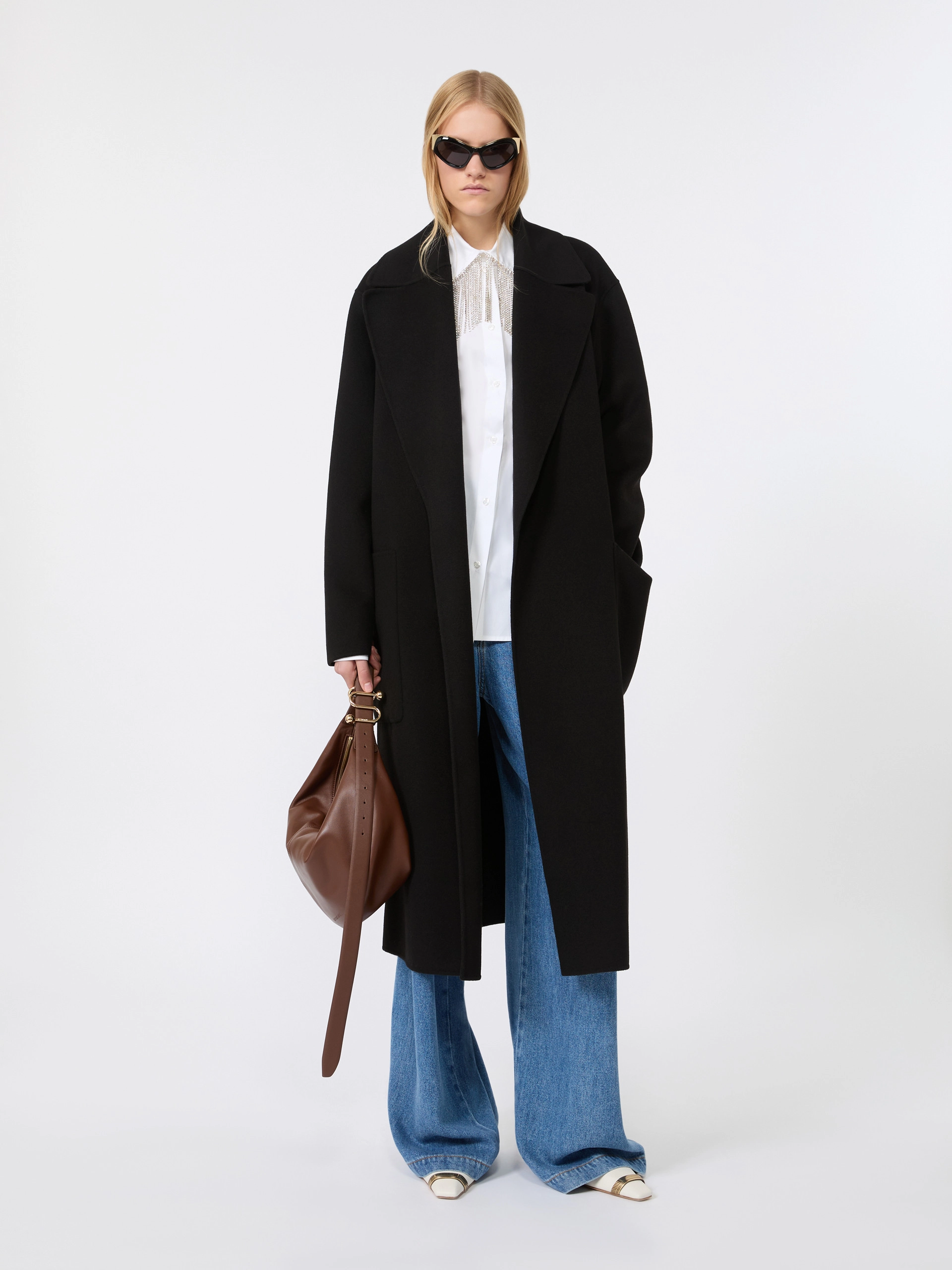 Oversized double wool coat - BLACK - Sportmax