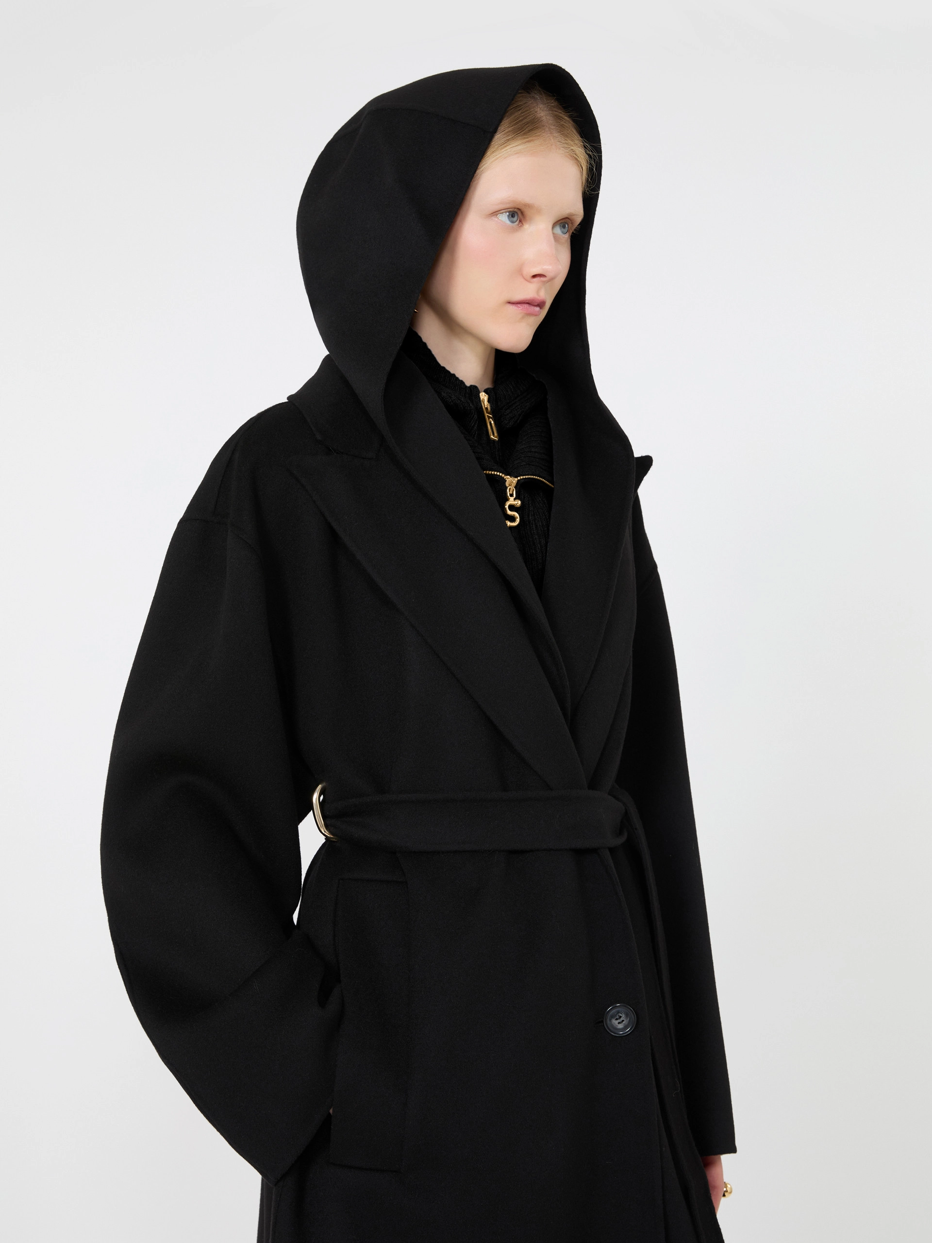 Oversized pure wool coat - BLACK - Sportmax - 4