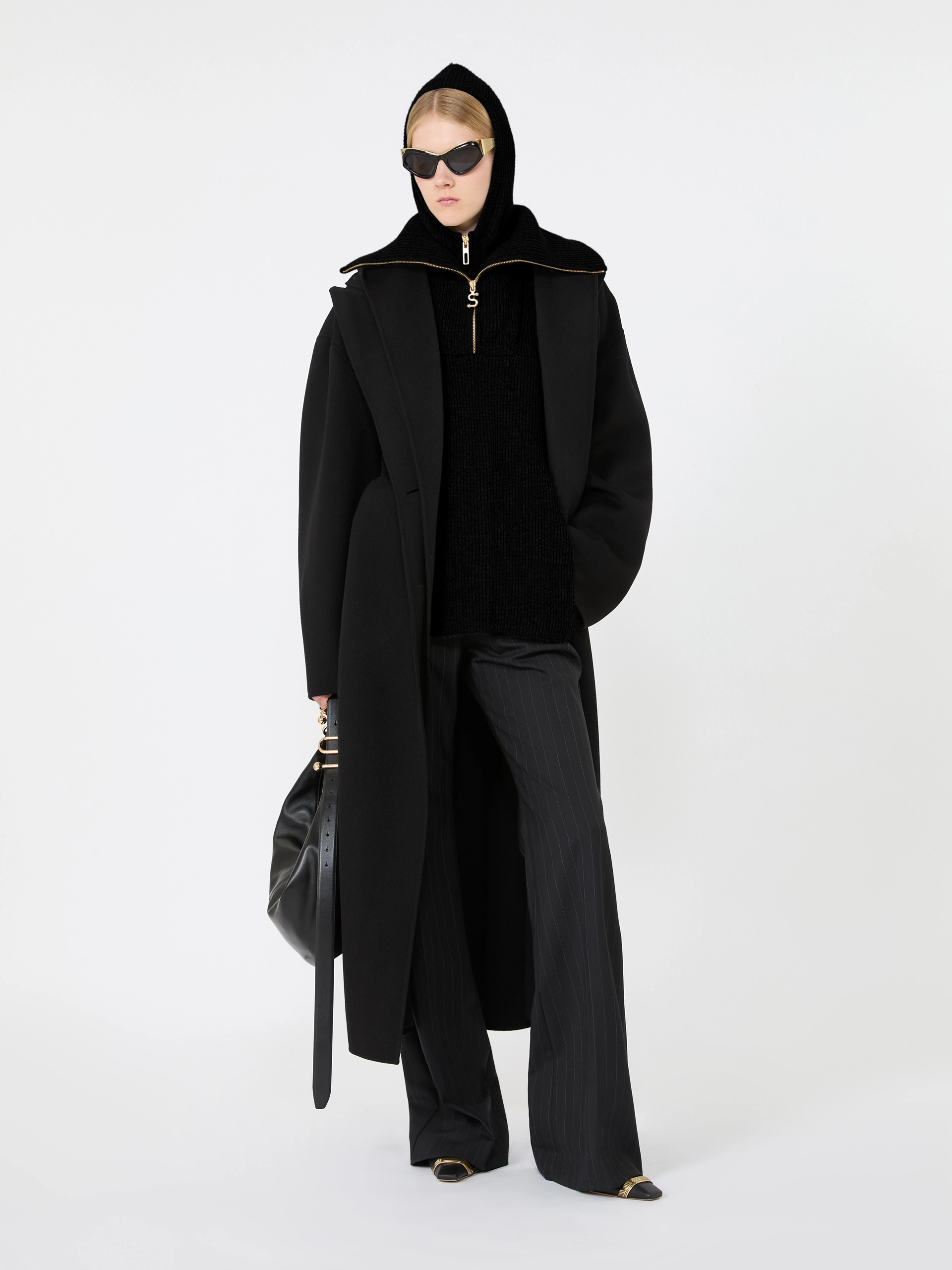 Oversized pure wool coat - BLACK - Sportmax