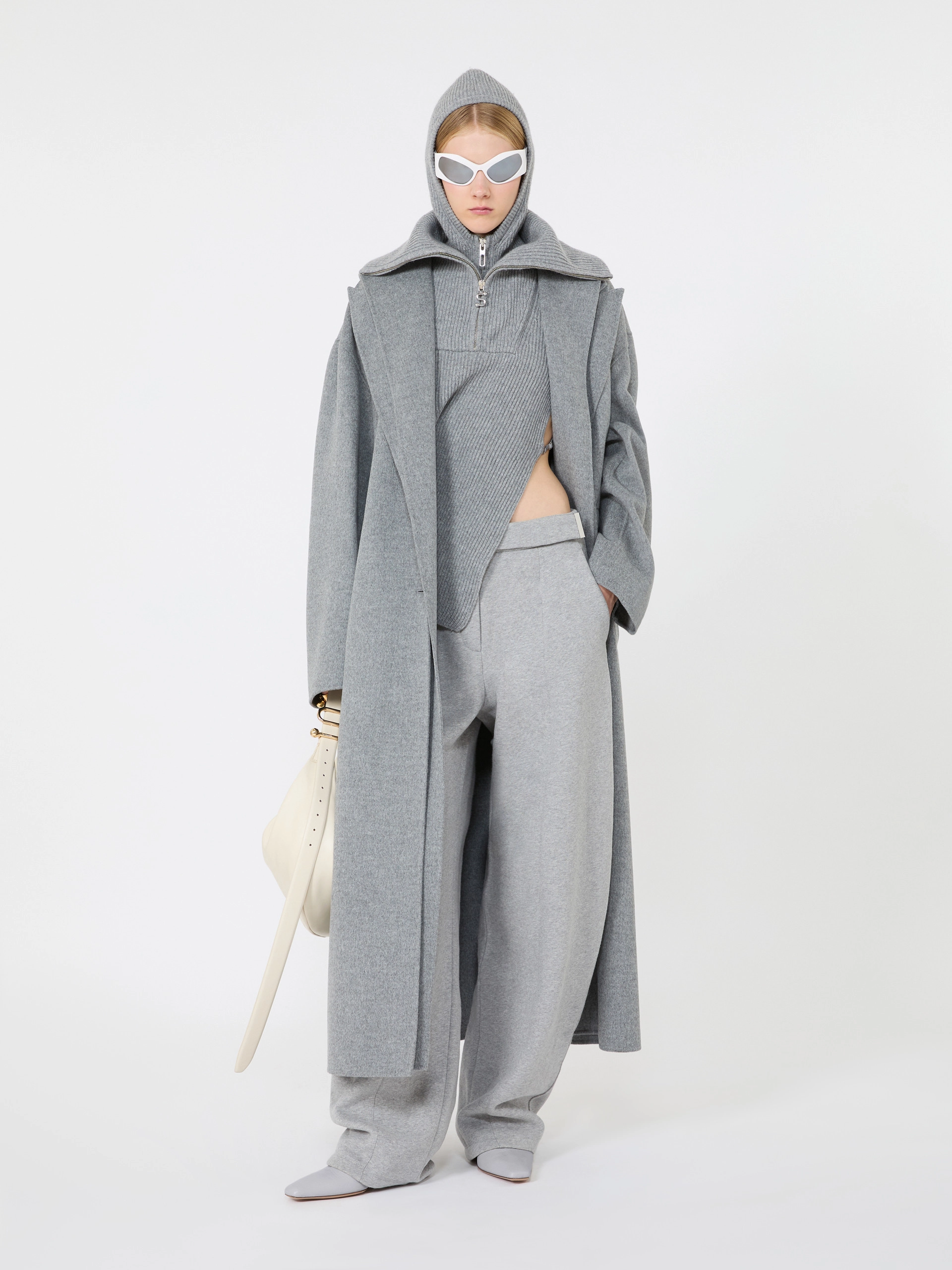 Oversized pure wool coat - MEDIUM GREY - Sportmax