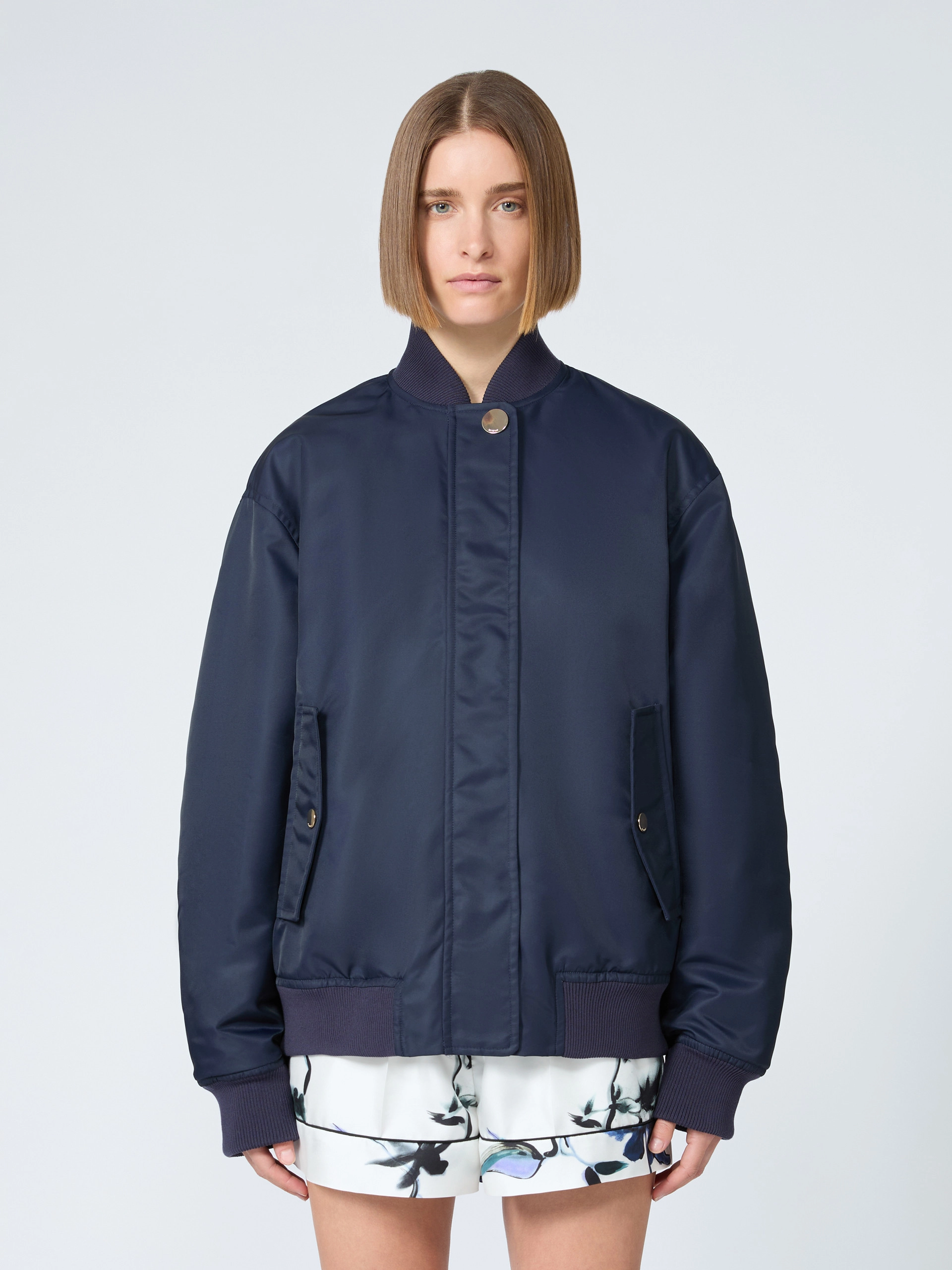 Oversized water-repellent fabric bomber jacket - MIDNIGHTBLUE - Sportmax - 2