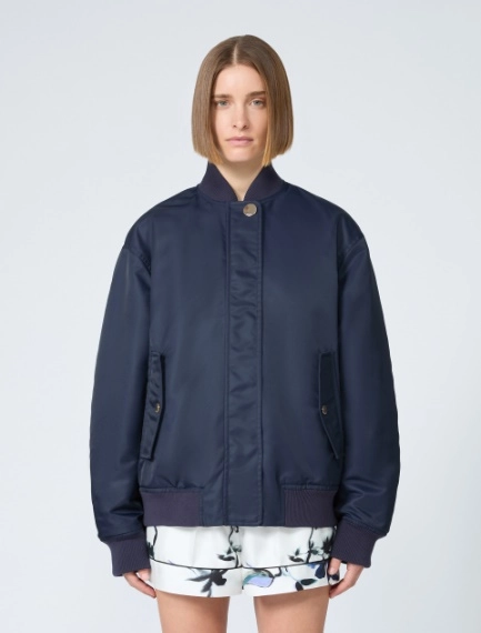 Oversized water-repellent fabric bomber jacket - MIDNIGHTBLUE - Sportmax - 2