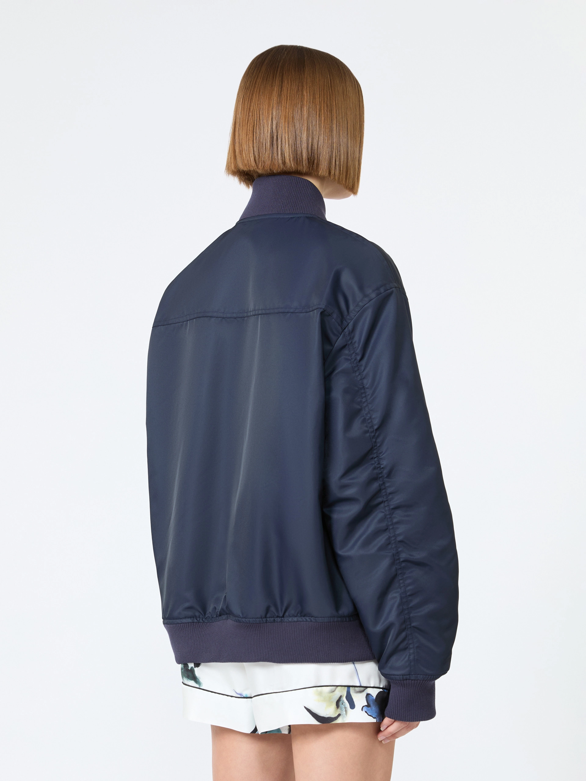 Oversized water-repellent fabric bomber jacket - MIDNIGHTBLUE - Sportmax - 3