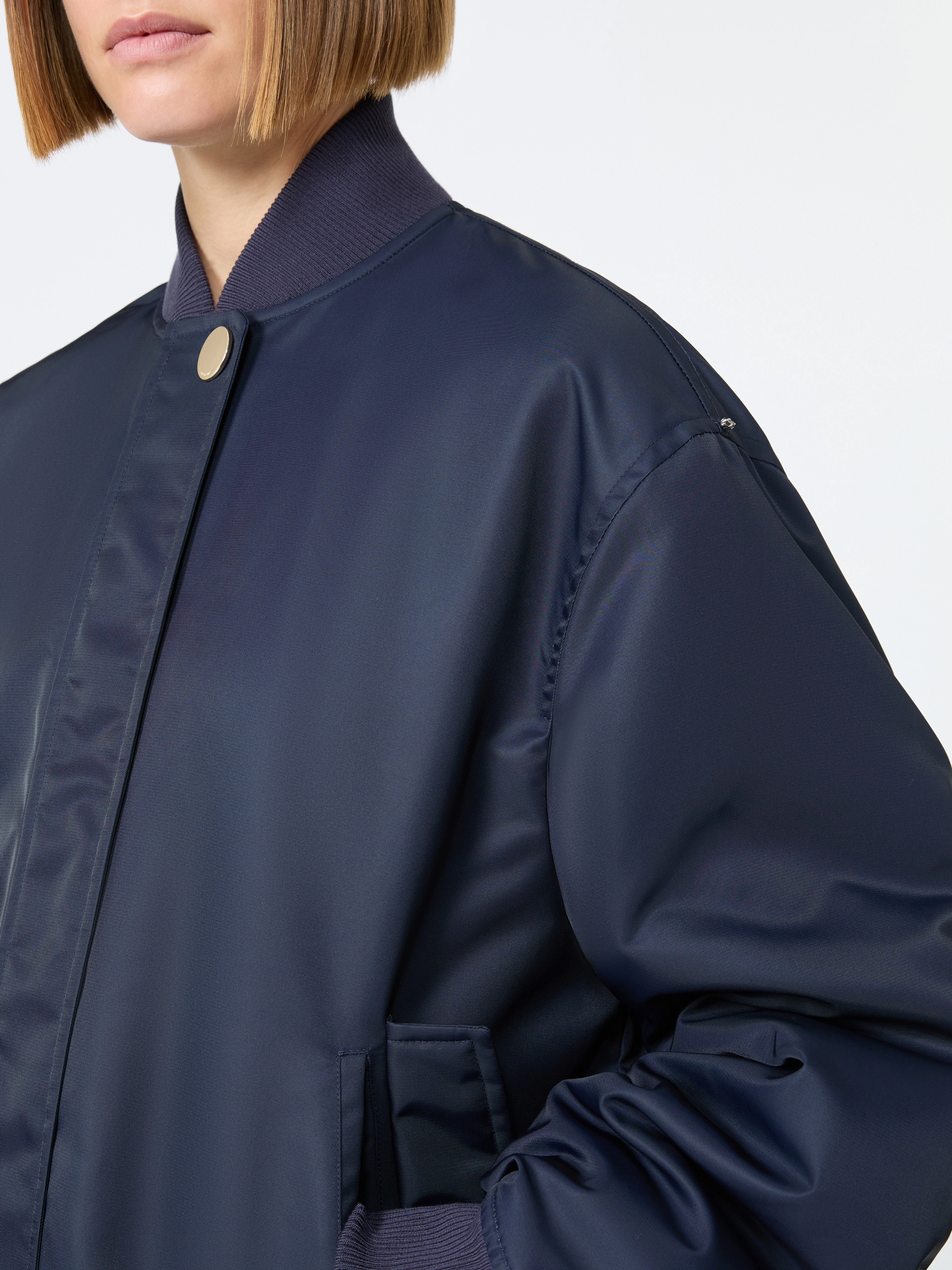 Oversized water-repellent fabric bomber jacket - MIDNIGHTBLUE - Sportmax - 5