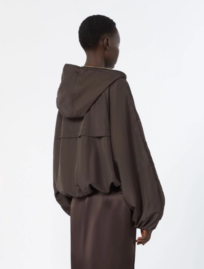 Short crinkled fabric raincoat - DARK BROWN - Sportmax - 3
