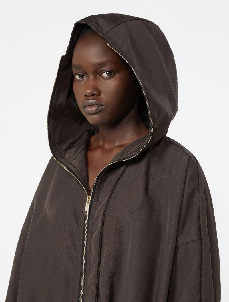 Short crinkled fabric raincoat - DARK BROWN - Sportmax - 5