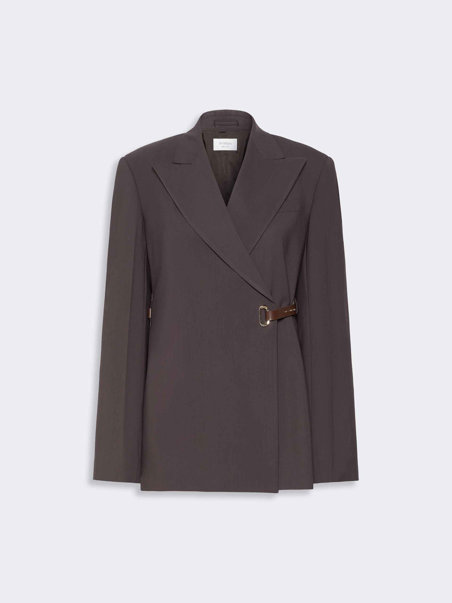 Tailored viscose blazer with leather belt detail - CHOCOLATE - Sportmax - 6