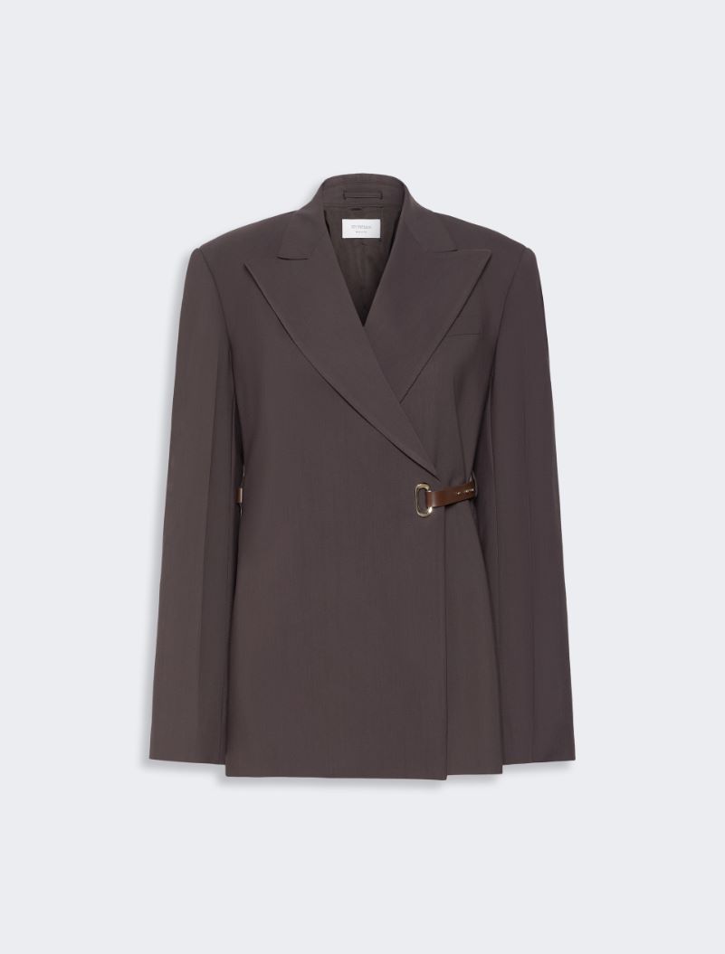 Tailored viscose blazer with leather belt detail - CHOCOLATE - Sportmax - 7