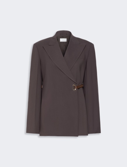 Tailored viscose blazer with leather belt detail - CHOCOLATE - Sportmax