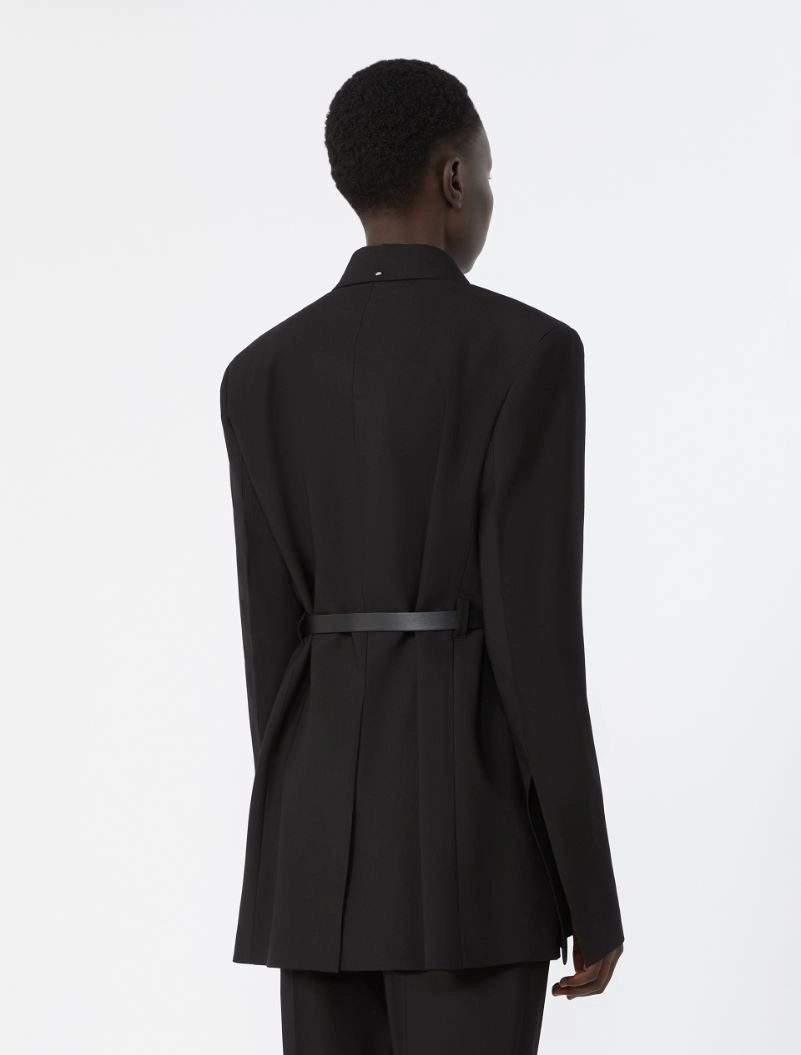 Tailored viscose blazer with leather belt detail - BLACK - Sportmax - 3