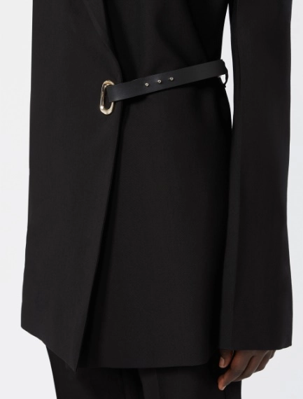 Tailored viscose blazer with leather belt detail - BLACK - Sportmax - 5