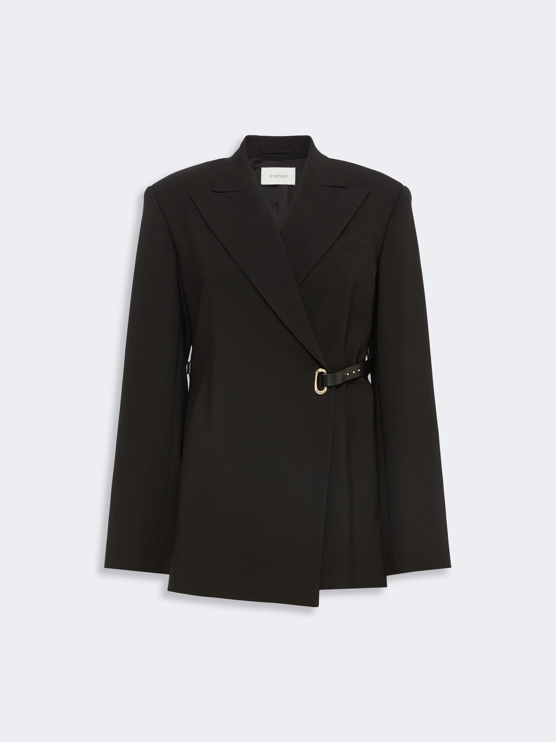 Tailored viscose blazer with leather belt detail - BLACK - Sportmax - 6