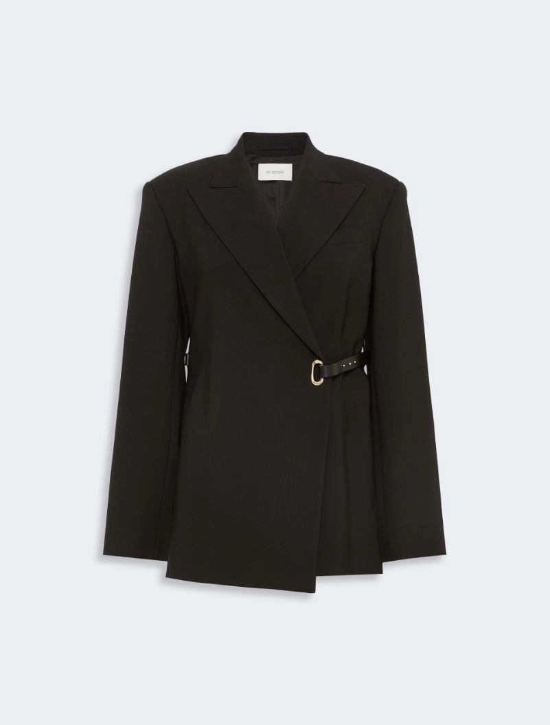 Tailored viscose blazer with leather belt detail - BLACK - Sportmax - 6
