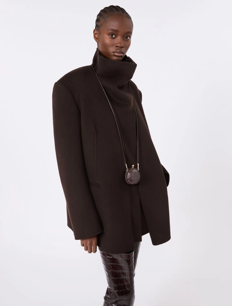 Straight pure wool jacket - COFFEE - Sportmax - 4
