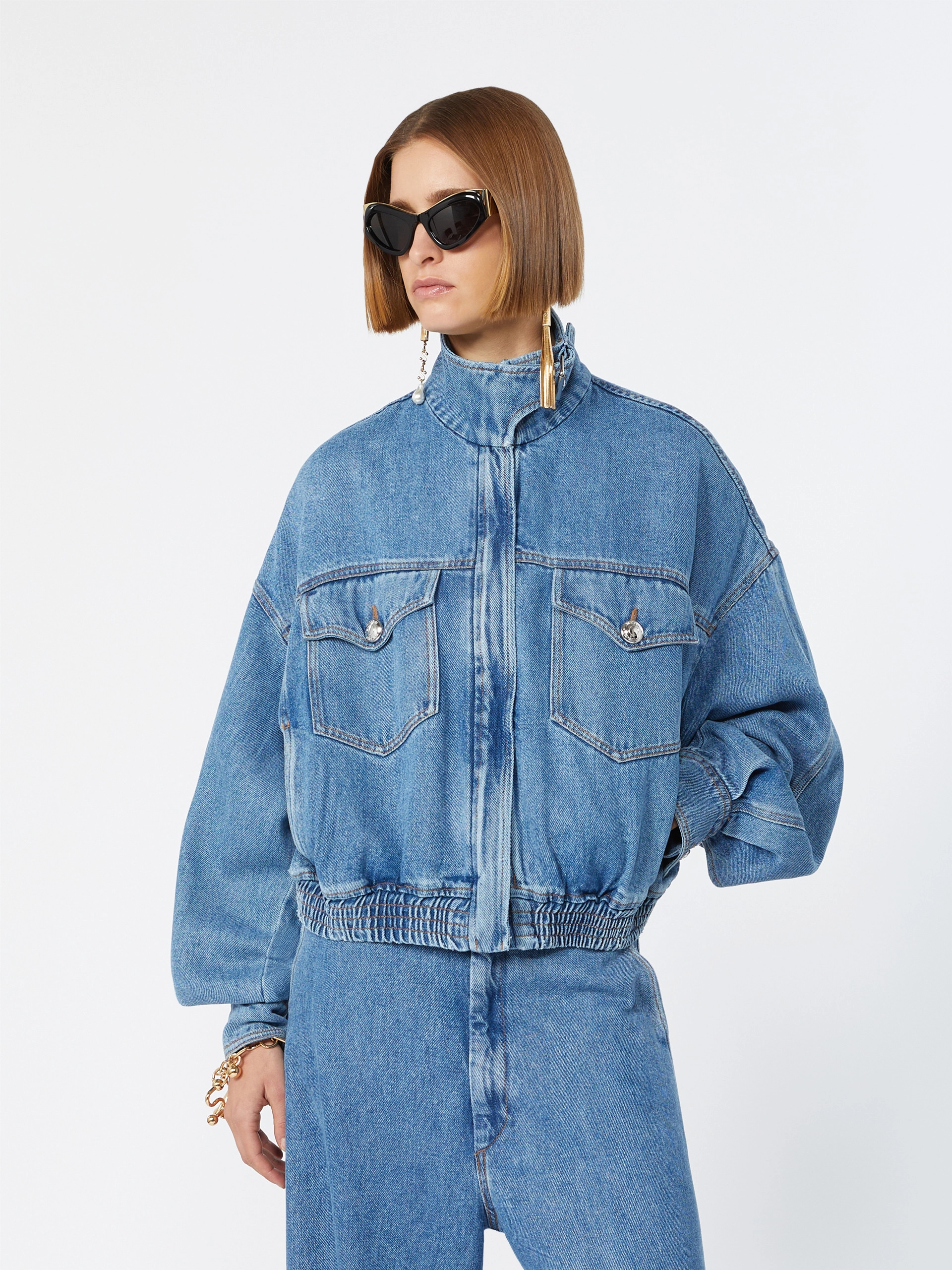 Oversize-Bomberjacke aus Denim in Indigoblau - NACHTBLAU - Sportmax - 4