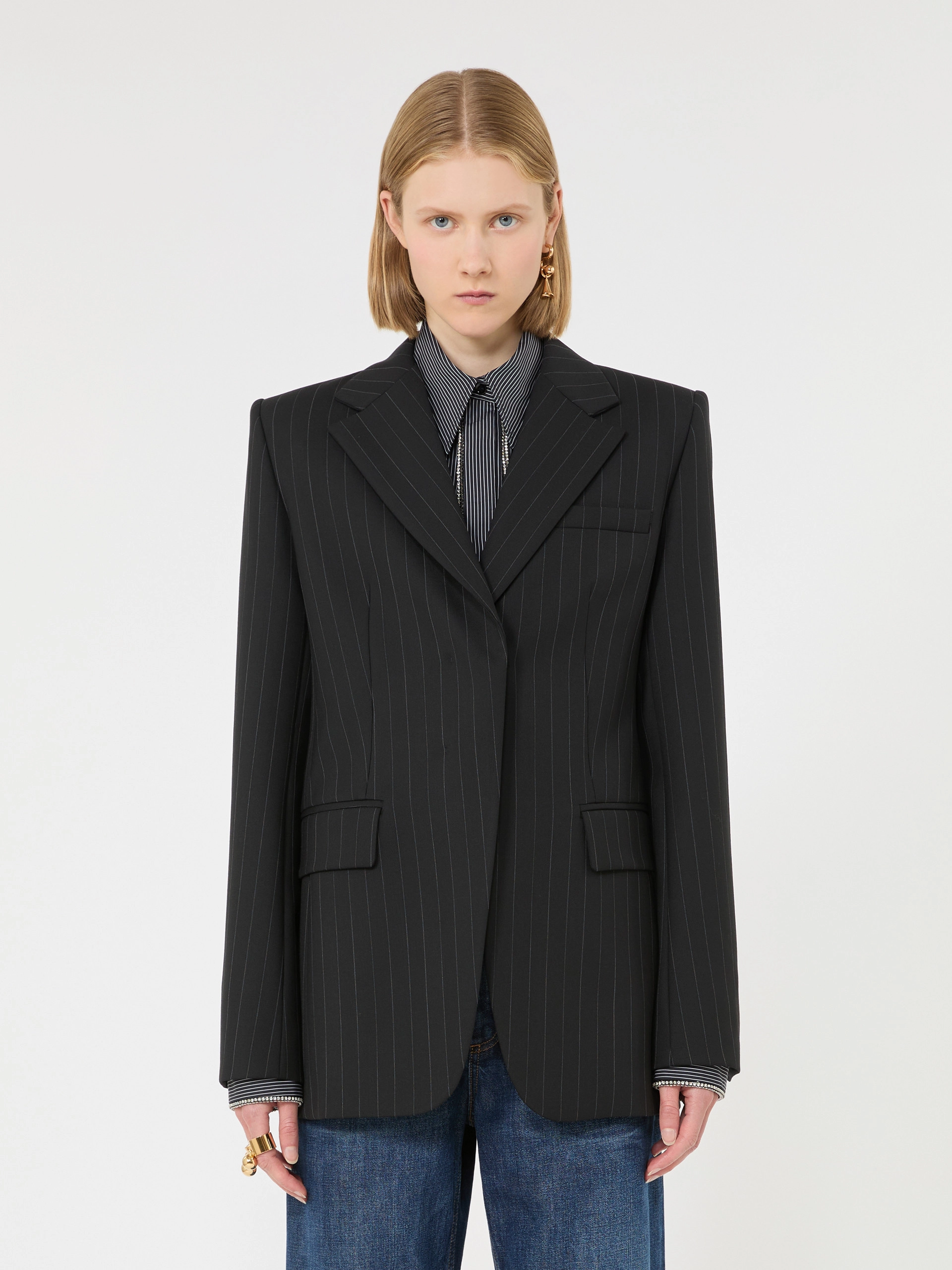 Stretch wool-blend blazer - BLACK - Sportmax - 2