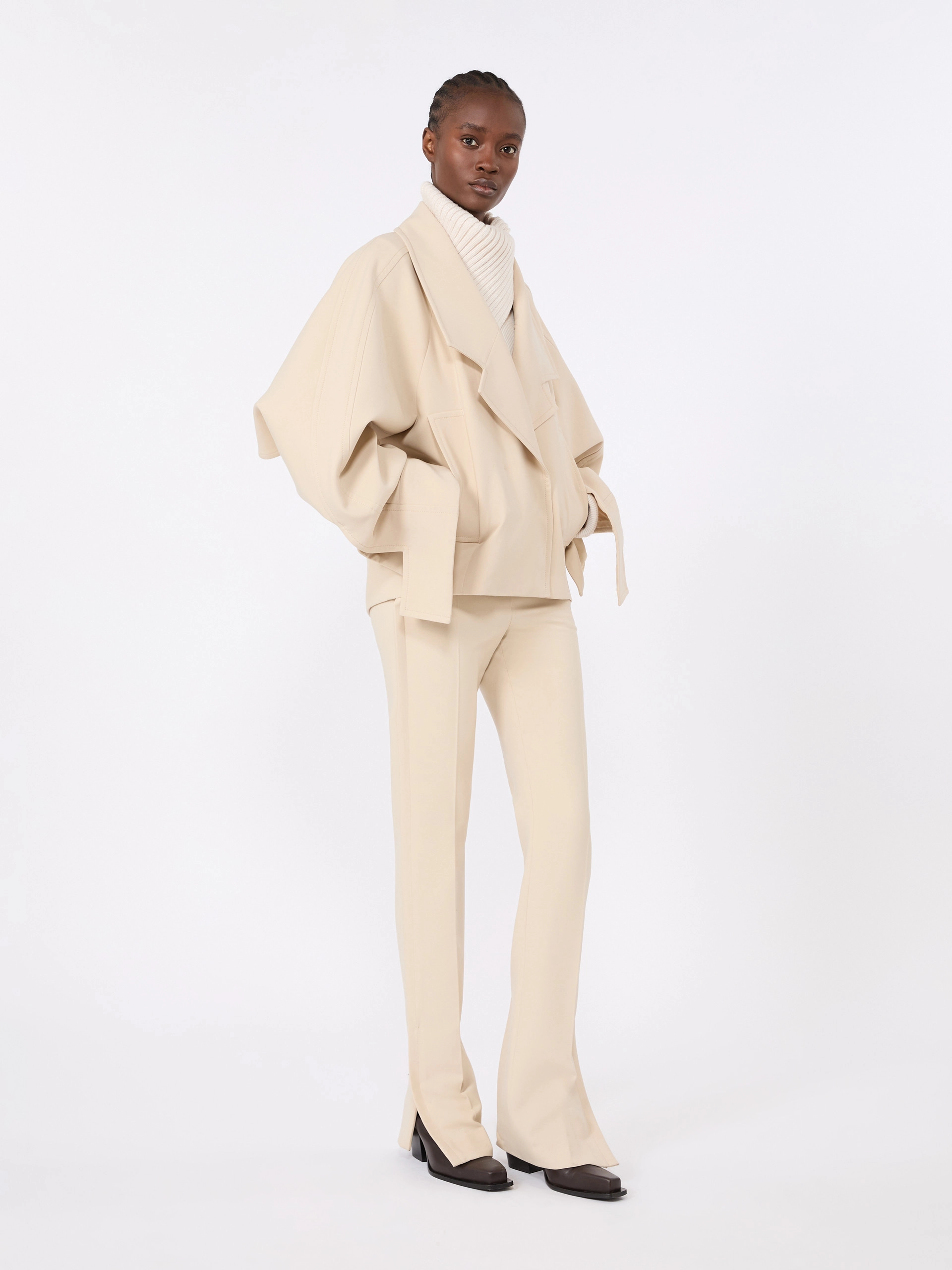 Technical wool pea coat - IVORY - Sportmax