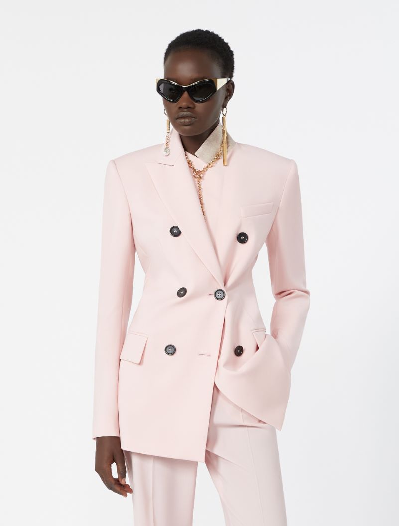 Double-breasted natural stretch wool blazer - ANTIQUE ROSE - Sportmax - 4
