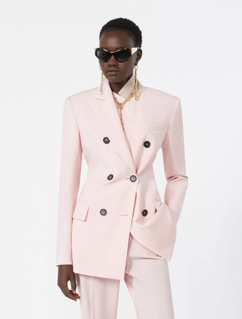 Double-breasted natural stretch wool blazer - ANTIQUE ROSE - Sportmax - 4
