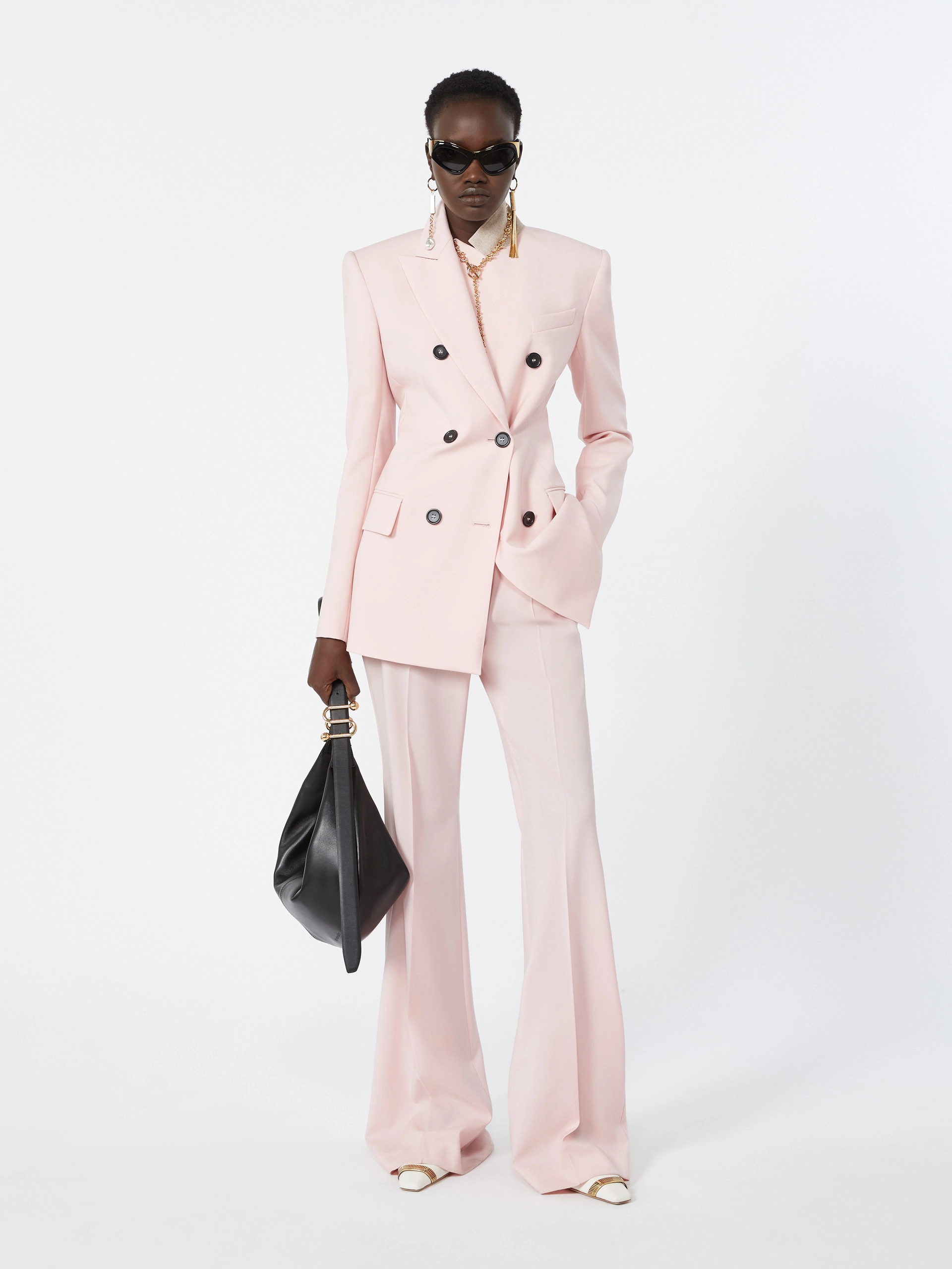 Double-breasted natural stretch wool blazer - ANTIQUE ROSE - Sportmax