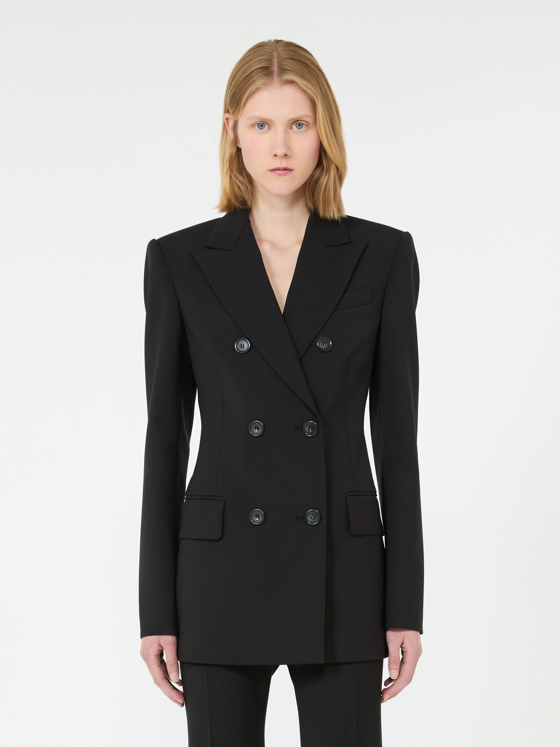 Double-breasted natural stretch wool blazer - BLACK - Sportmax - 2