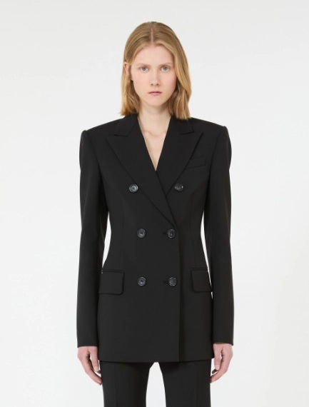 Double-breasted natural stretch wool blazer - BLACK - Sportmax - 2