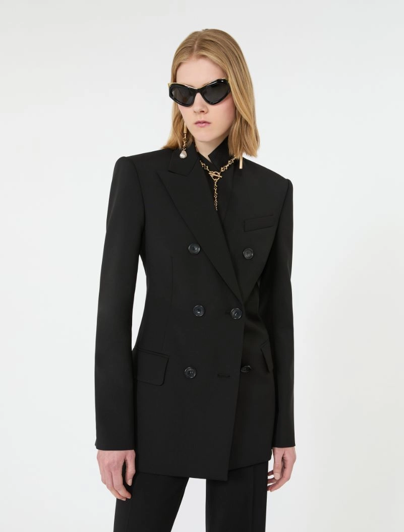 Double-breasted natural stretch wool blazer - BLACK - Sportmax - 4