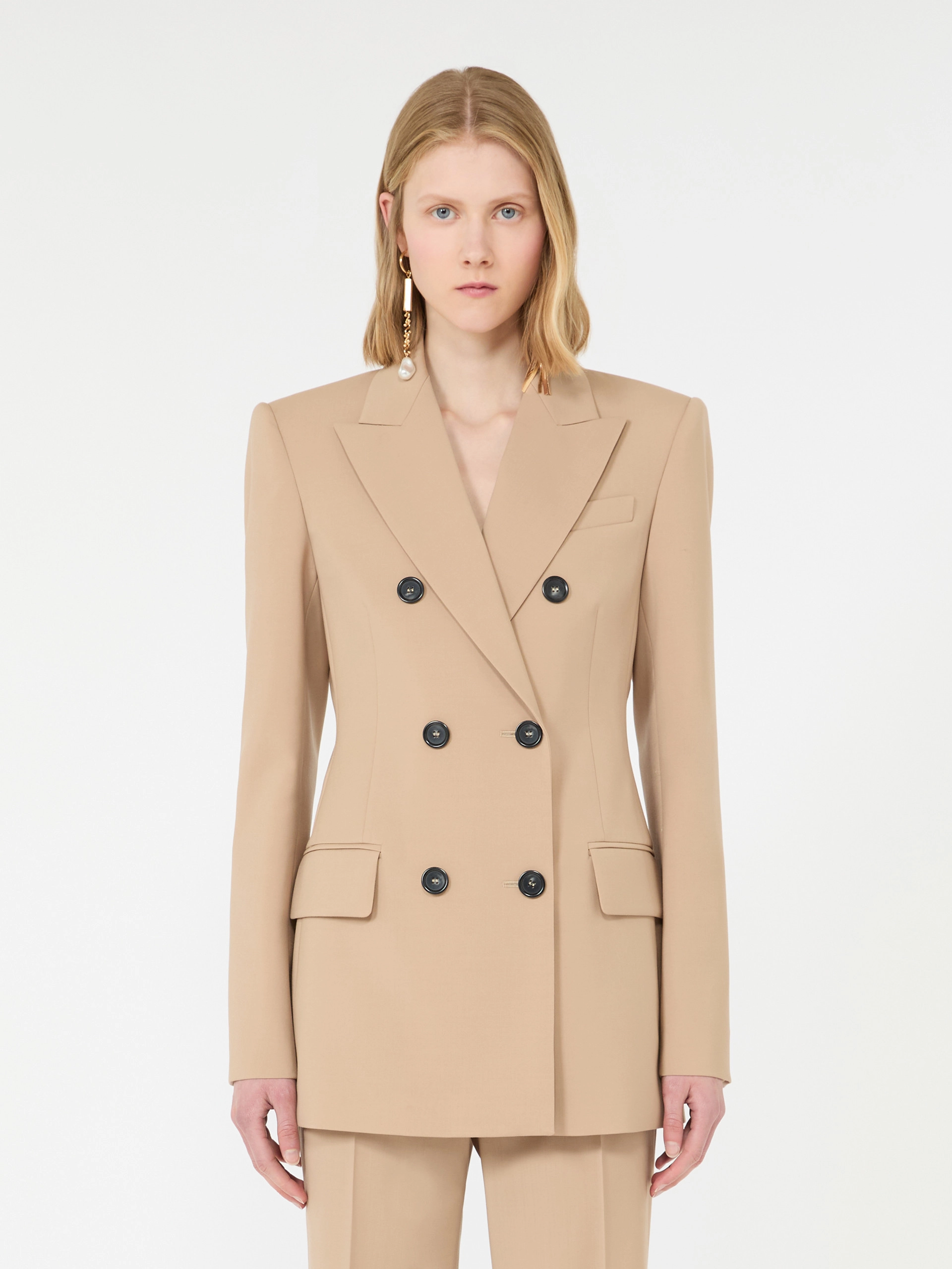 Double-breasted natural stretch wool blazer - BEIGE SHADED - Sportmax - 2
