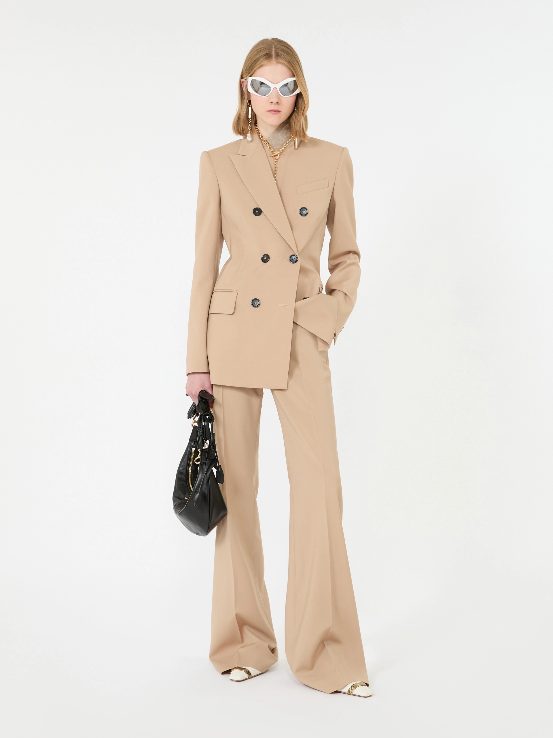 Double-breasted natural stretch wool blazer - BEIGE SHADED - Sportmax