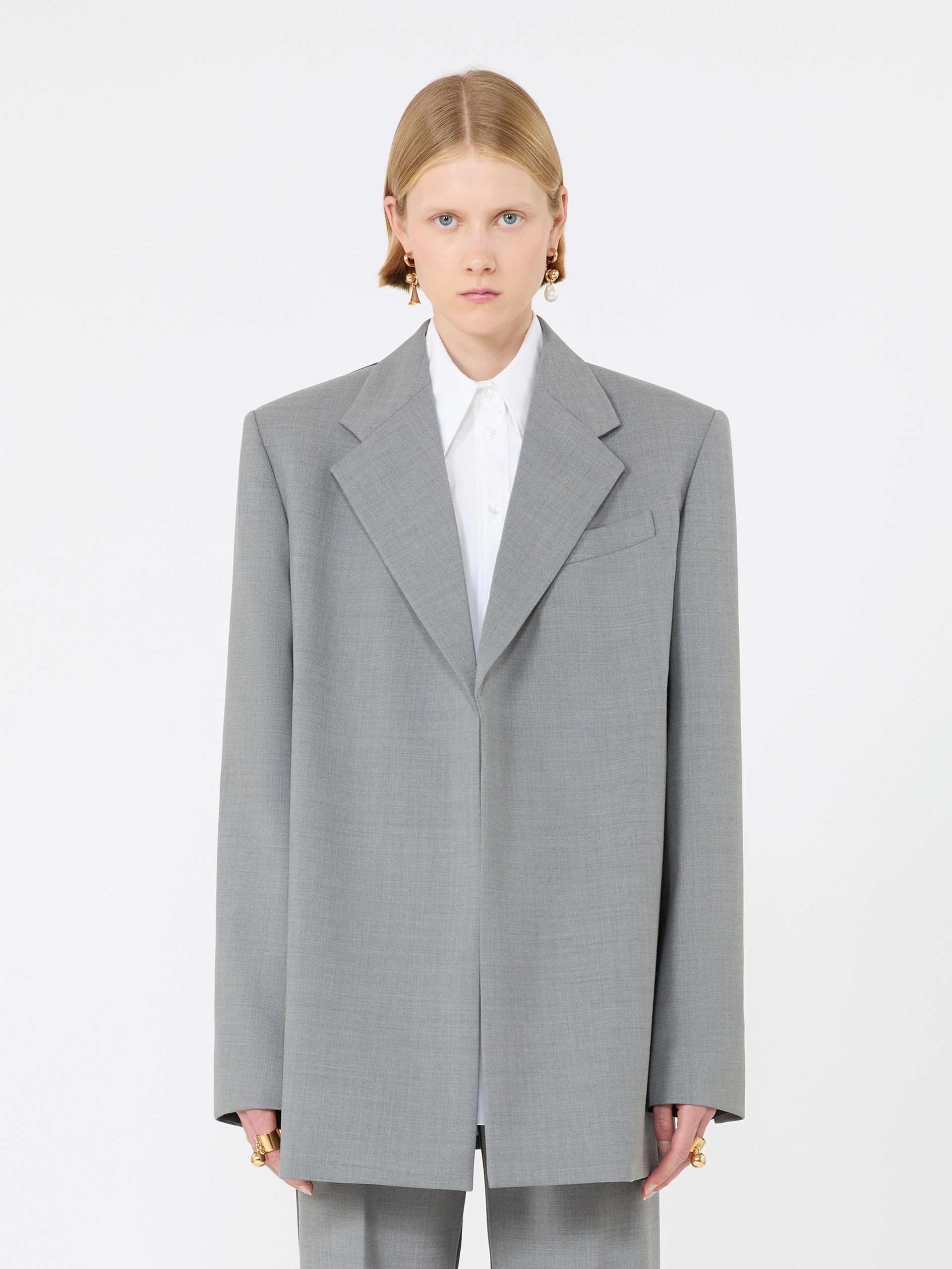Straight-fit stretch wool blazer - MEDIUM GREY - Sportmax - 2