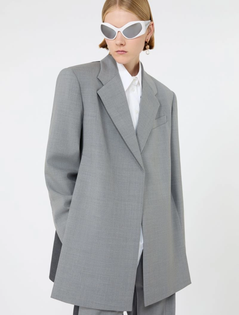 Straight-fit stretch wool blazer - MEDIUM GREY - Sportmax - 4