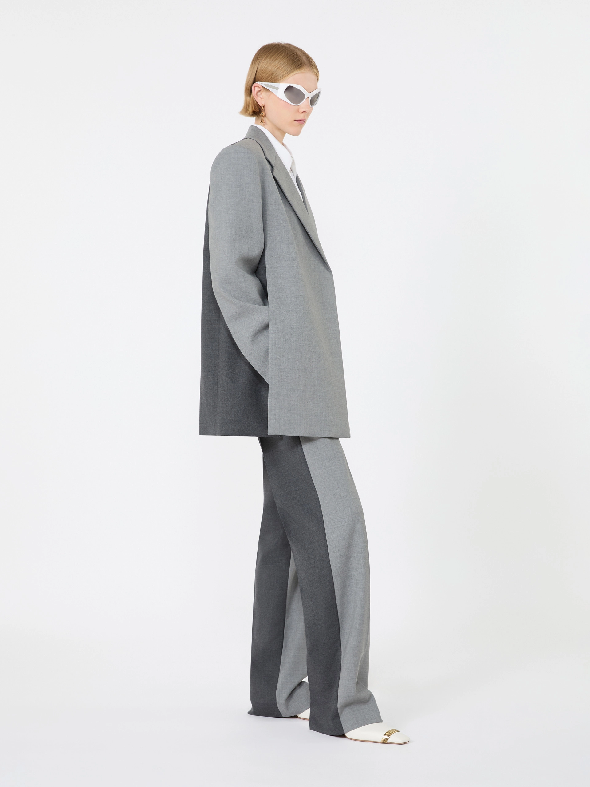 Straight-fit stretch wool blazer - MEDIUM GREY - Sportmax