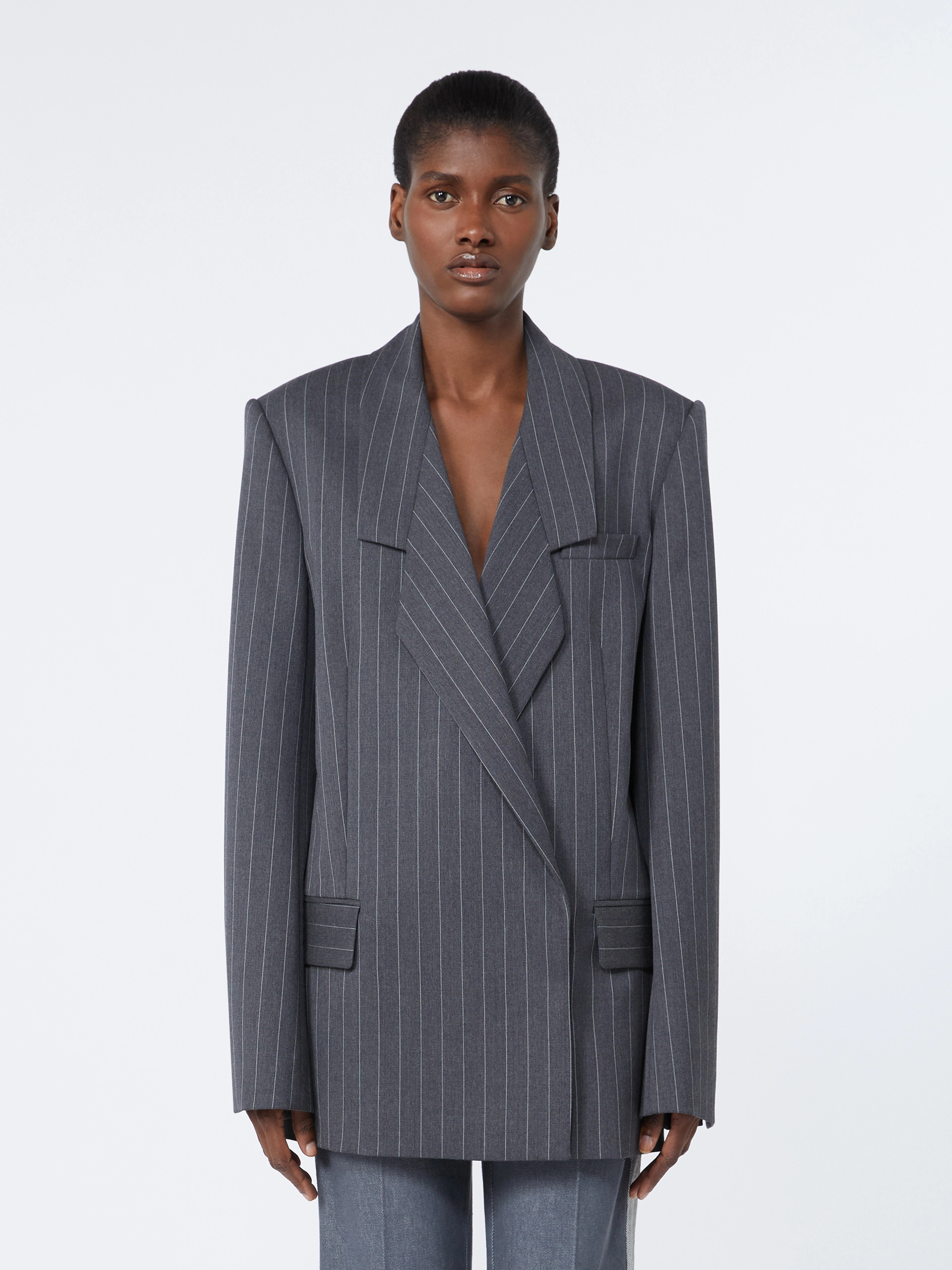 Blazer couture en laine stretch - GRIS MOYEN - Sportmax - 2