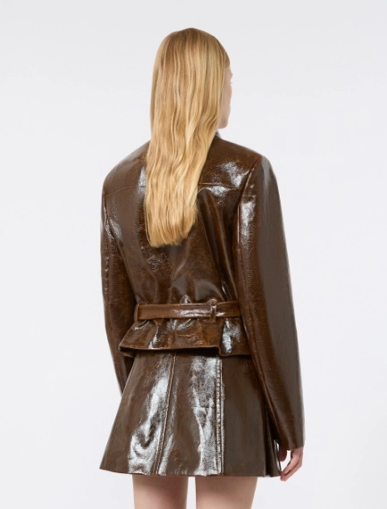 Short, coated cotton jacket with worn effect - BROWN - Sportmax - 3