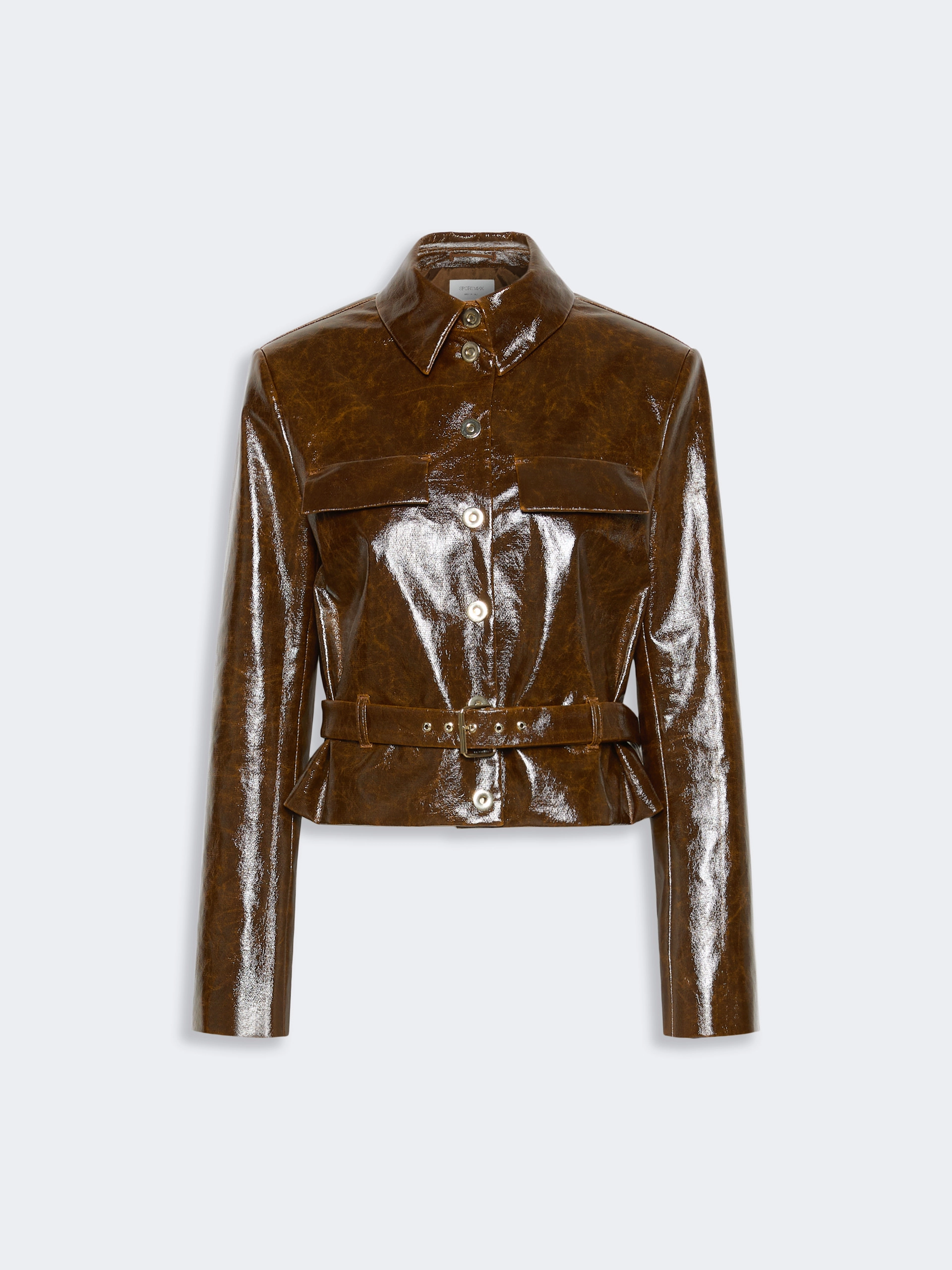 Short, coated cotton jacket with worn effect - BROWN - Sportmax - 7