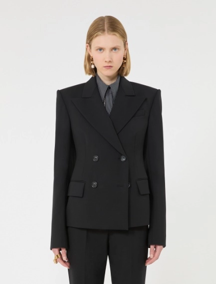 Double-breasted stretch wool blazer - BLACK - Sportmax - 2