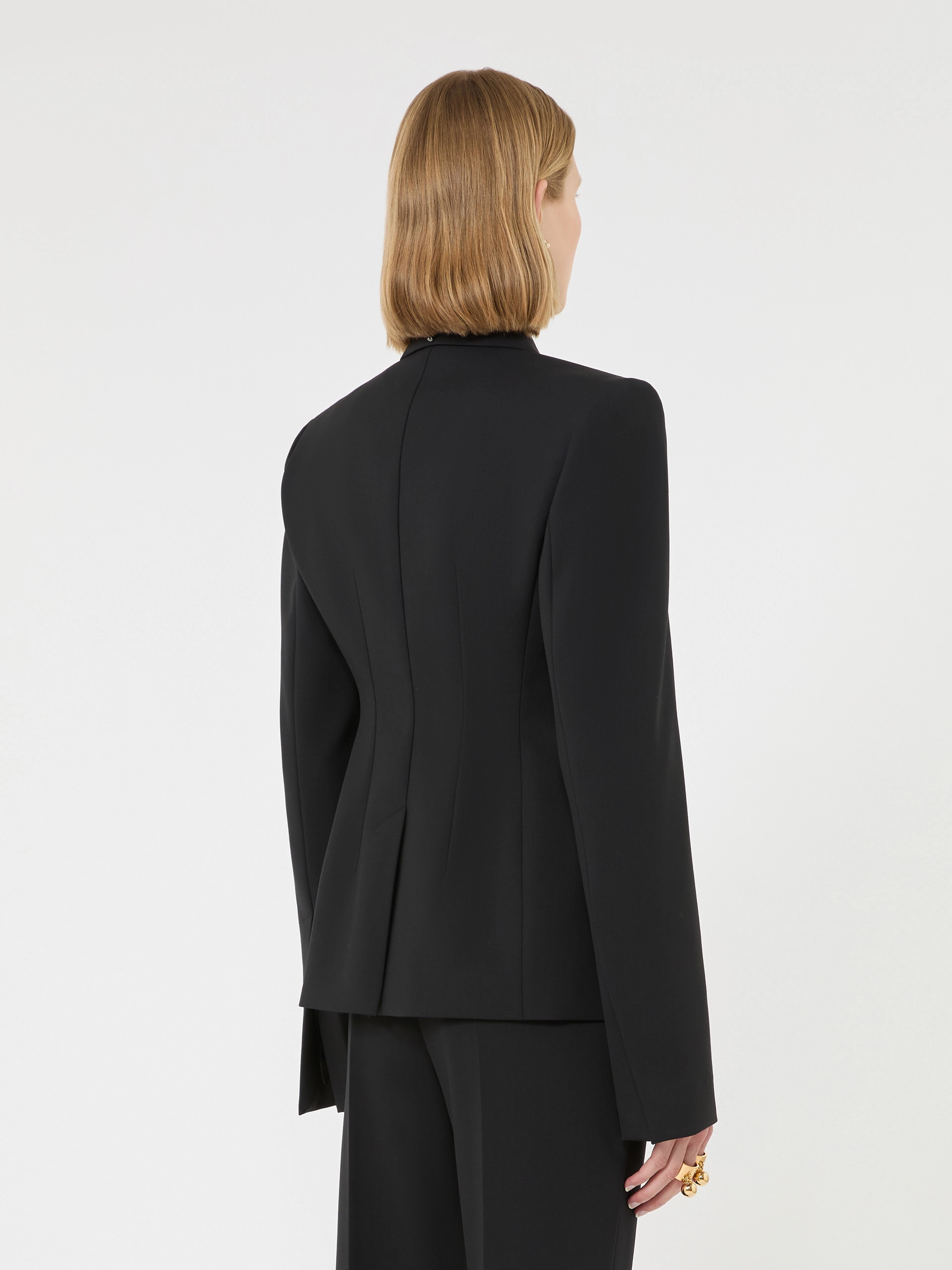 Double-breasted stretch wool blazer - BLACK - Sportmax - 3